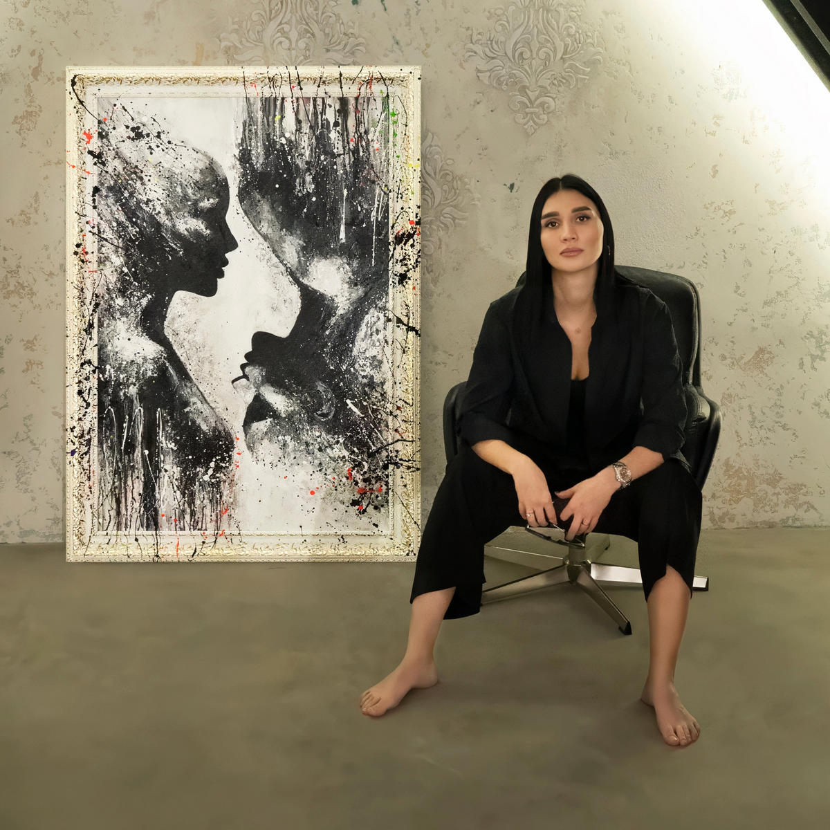 GEMÄLDE Die Grenzen der Intimität Schattenfugenrahmen Weiß 120x80 cm - Weiß, Holz (120/80cm) - YS-art gallery