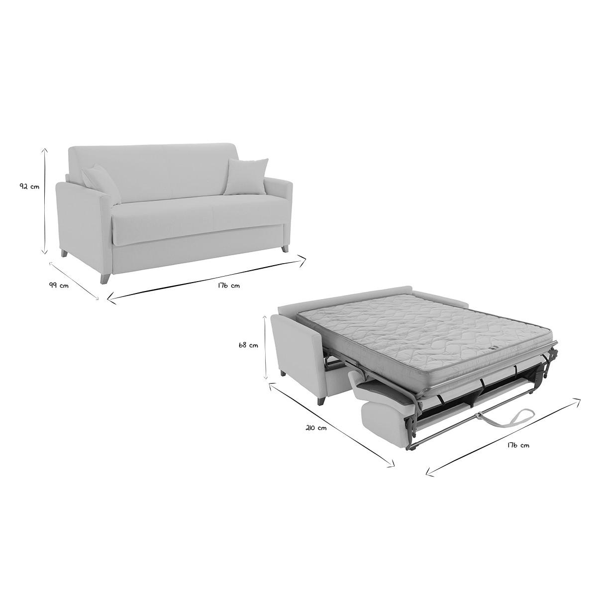 SCHLAFSOFA 3-Sitzer Skandinavisch Beige Matratze 18 cm SKANDY - Beige, Textil (99/92/176cm) - Miliboo