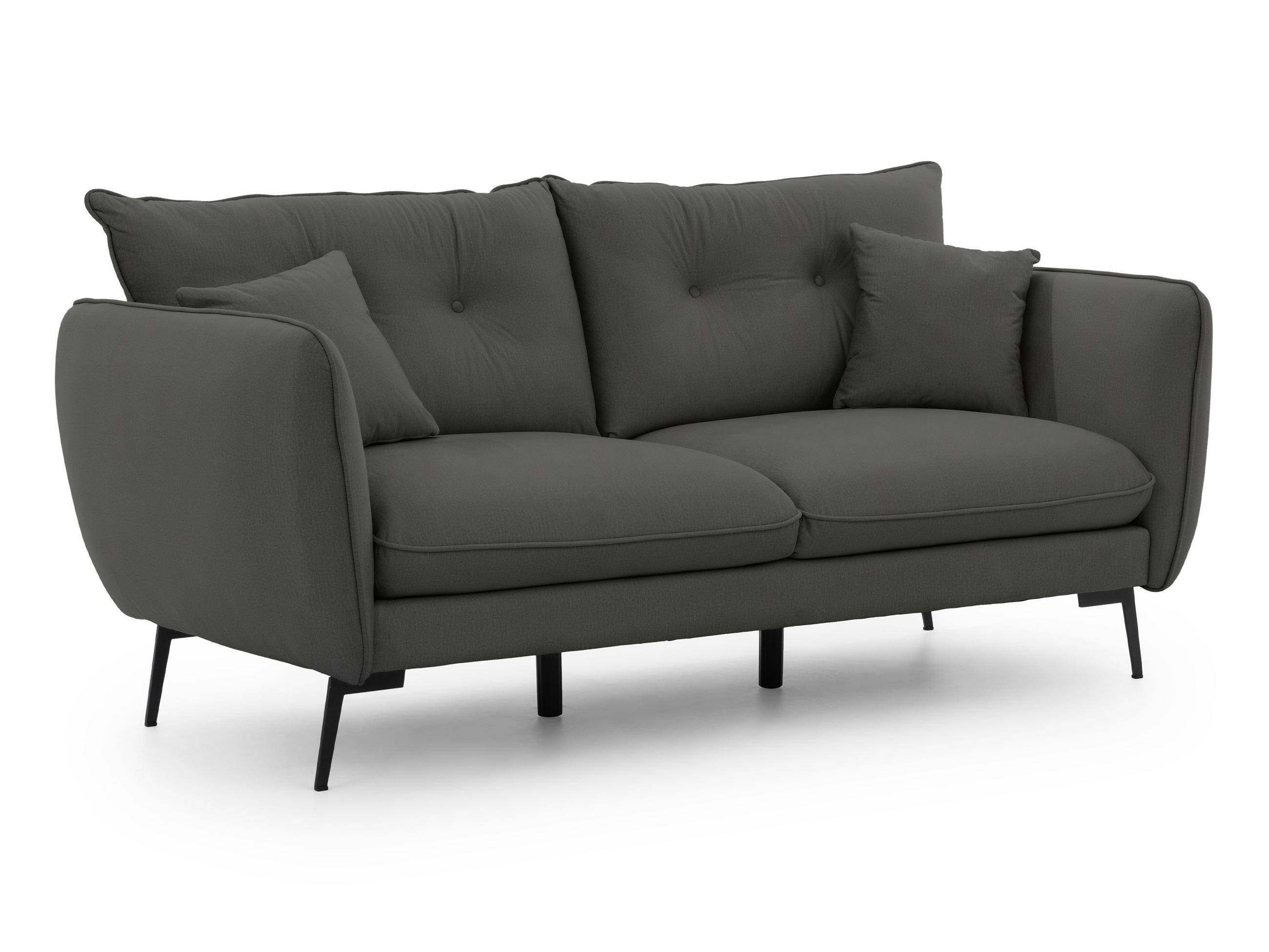 3-SITZER-SOFA Nordloft Dunkelgrau Samt - Dunkelgrau/Schwarz, Holz/Textil (204/86/100cm) - S-Style Möbel