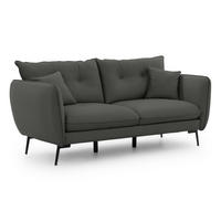 3-SITZER-SOFA Nordloft Dunkelgrau Samt - Dunkelgrau/Schwarz, Holz/Textil (204/86/100cm) - S-Style Möbel