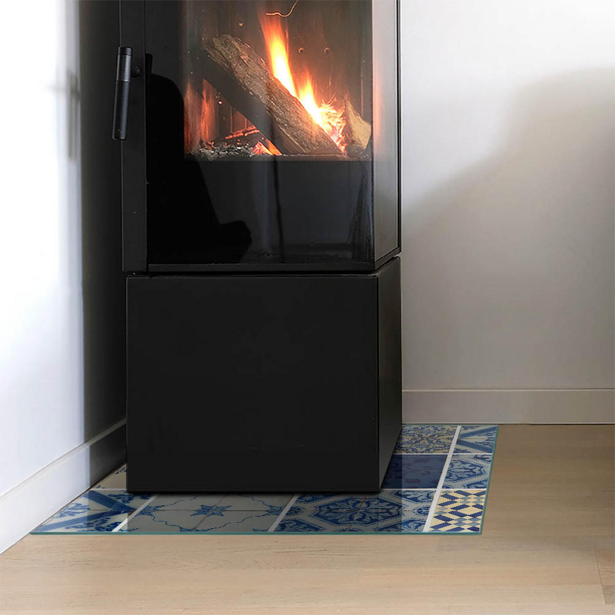 GLASPLATTE für Kamin 50x50 cm - Blau, Glas (50/50/0.4cm) - TULUP