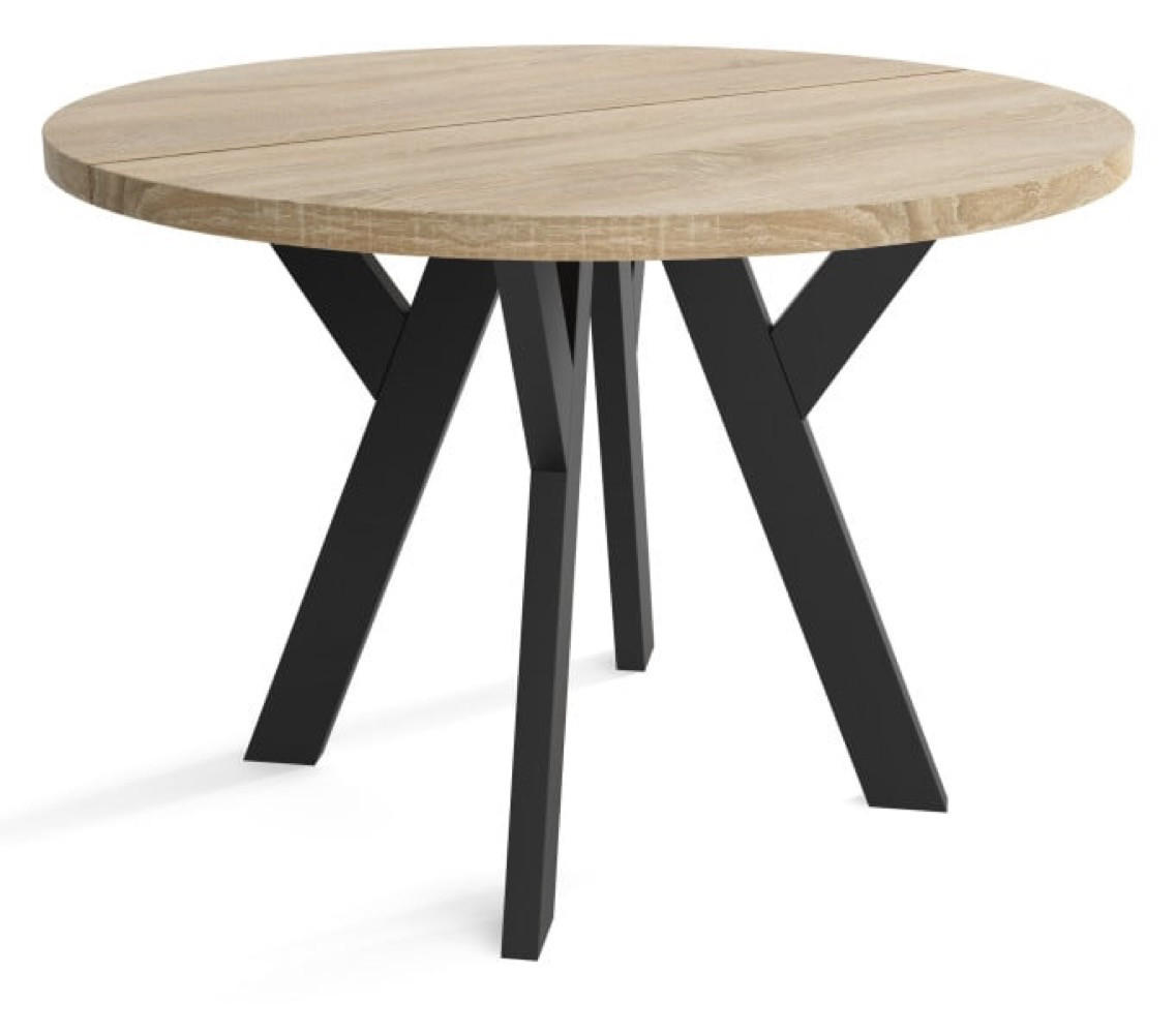 TISCH Schwarz Sonoma Eiche Ausziehbar Rund 90/130 cm - Multicolor, Holzwerkstoff (130/90/75cm) - Sepro Meble