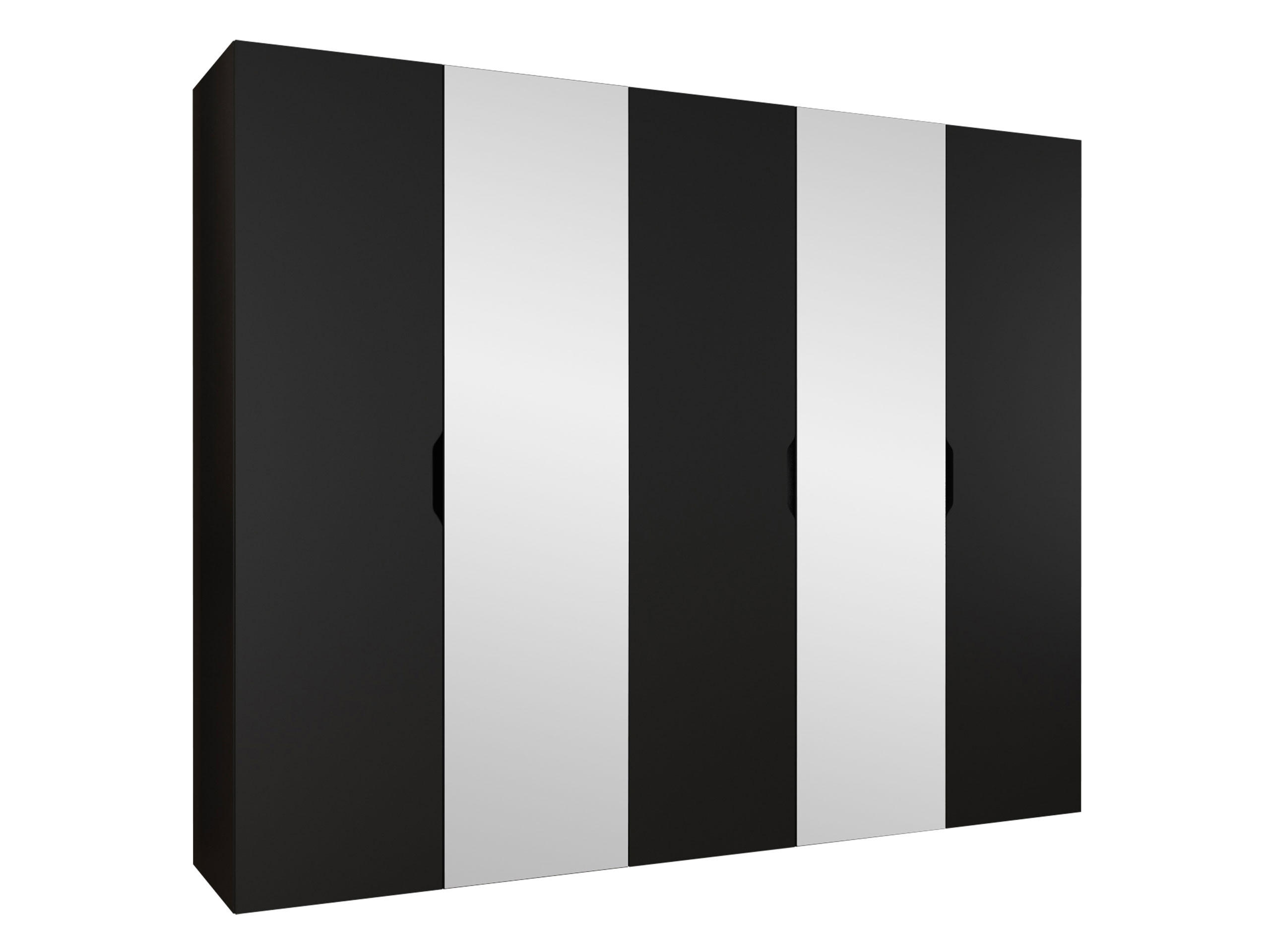 DREHTÜRENSCHRANK Malaga 250 mit Frontspiegel - Schwarz, Holzwerkstoff (250/202/52cm) - MIRJAN24