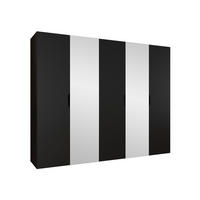 DREHTÜRENSCHRANK Malaga 250 mit Frontspiegel - Schwarz, Holzwerkstoff (250/202/52cm) - MIRJAN24
