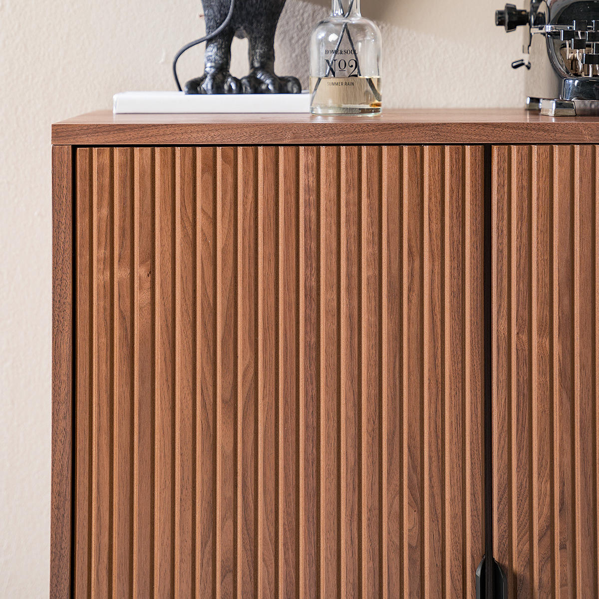 KOMMODE - MDF / Metall - Walnussfarben/Schwarz, Holzwerkstoff/Metall (80/110/40cm) - home24