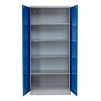 STAHLSCHRANK Bee mit 8 verzinkten Fachböden 195x92x60 cm Korpusfarbe Lichtgrau Frontfarbe Enzianblau - Blau, Metall (92/195/60cm)