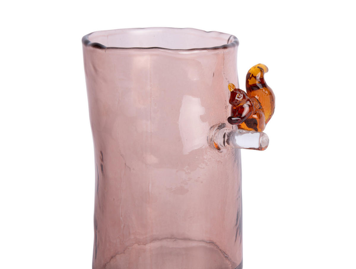 VASE Squirrel On Branch Small - Rosa - 15 cm - Pink, Glas (9.5/15cm) - Present Time