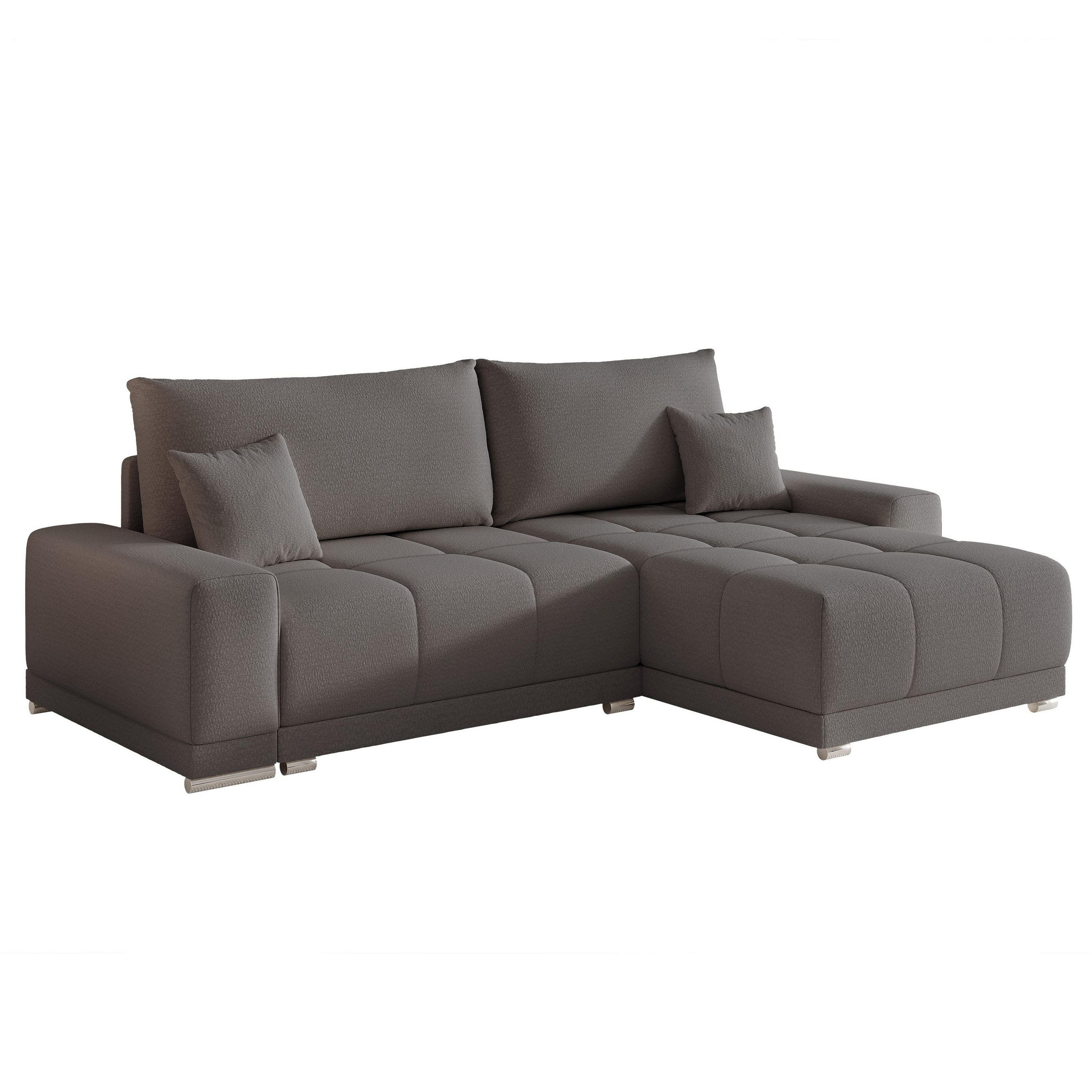ECKSOFA TARA mit Schlaffunktion und Bettkasten Dunkelgrau - Dunkelgrau, Holzwerkstoff/Kunststoff (250/90cm) - Idohome