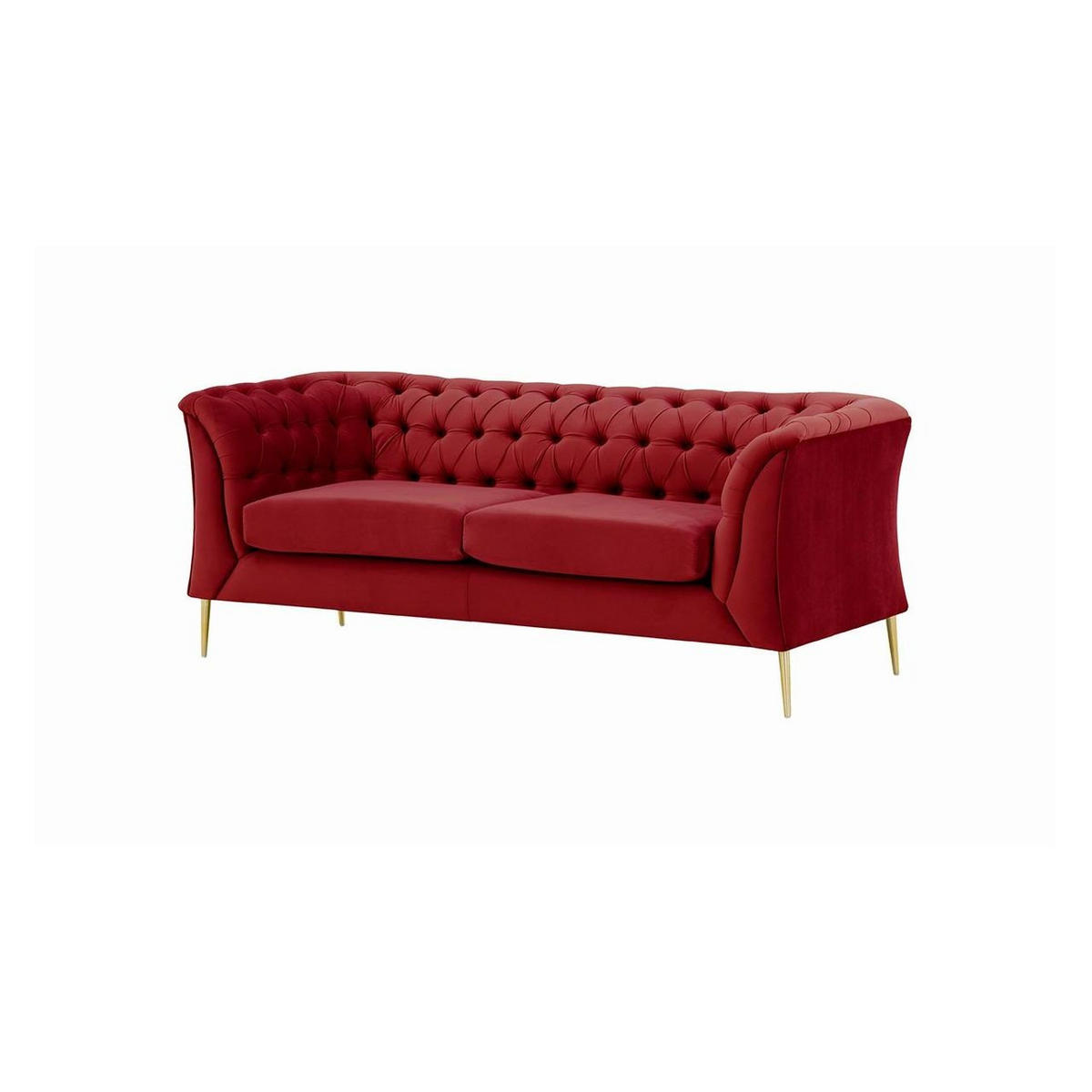 ZWEISITZER-SOFA Chesterfield Modern-Velluto 7 - Rot, Holz/Textil (183/74/80cm)