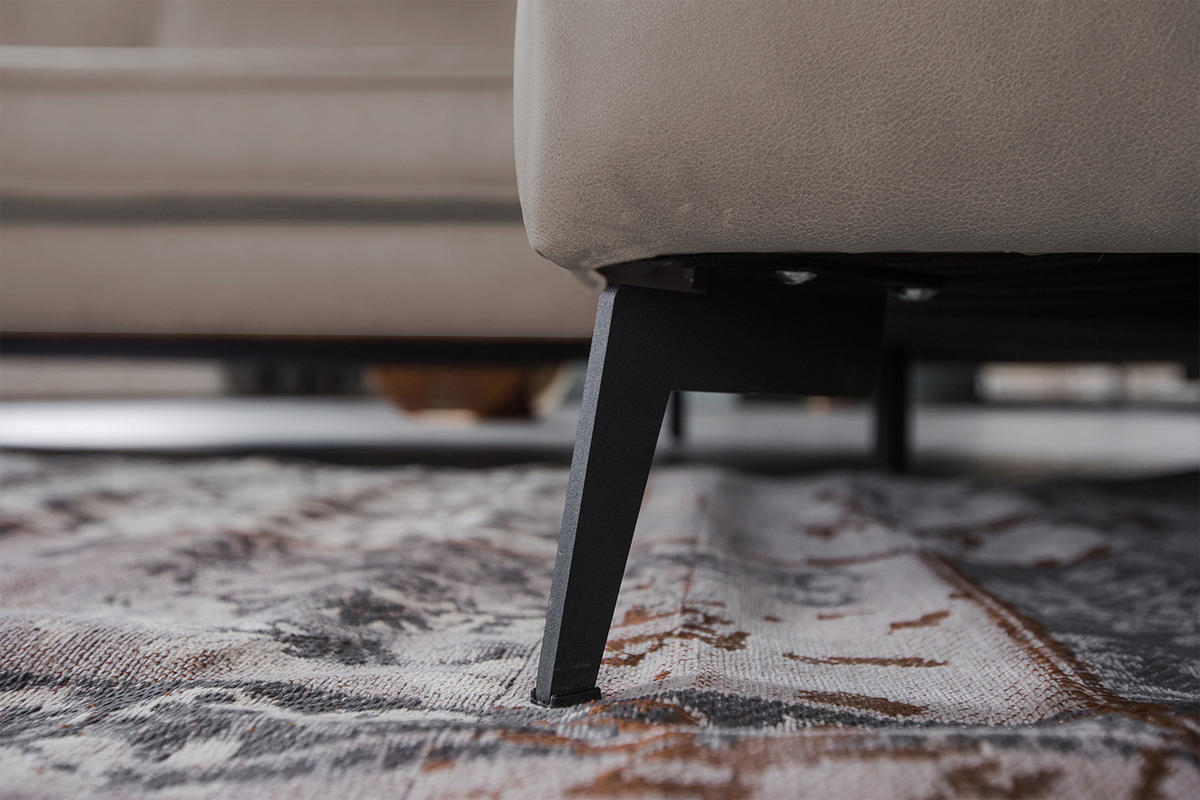 ECKSOFA BLOOM Hellgrau Leder - Hellgrau/Schwarz, Leder/Metall (276/177cm) - KAWOLA