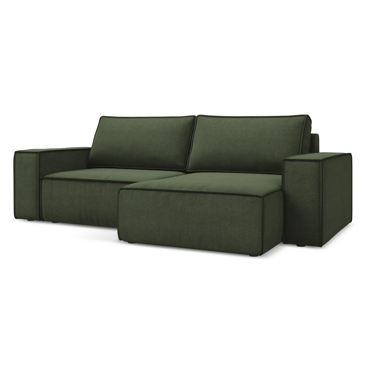 ECKSOFA mit Schlaffunktion Strukturstoff Stoff Grün - Schwarz/Olivgrün, Kunststoff/Textil (257/148cm) - LaMiaSofa