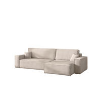 ECKSOFA Mit Schlaffunktion Und Bettkasten, Eckcouch BEST XL Stoff Poso Dicker Cord Beige Rechts - Creme/Schwarz, Holz/Kunststoff (274/142cm) - Kaiser Möbel