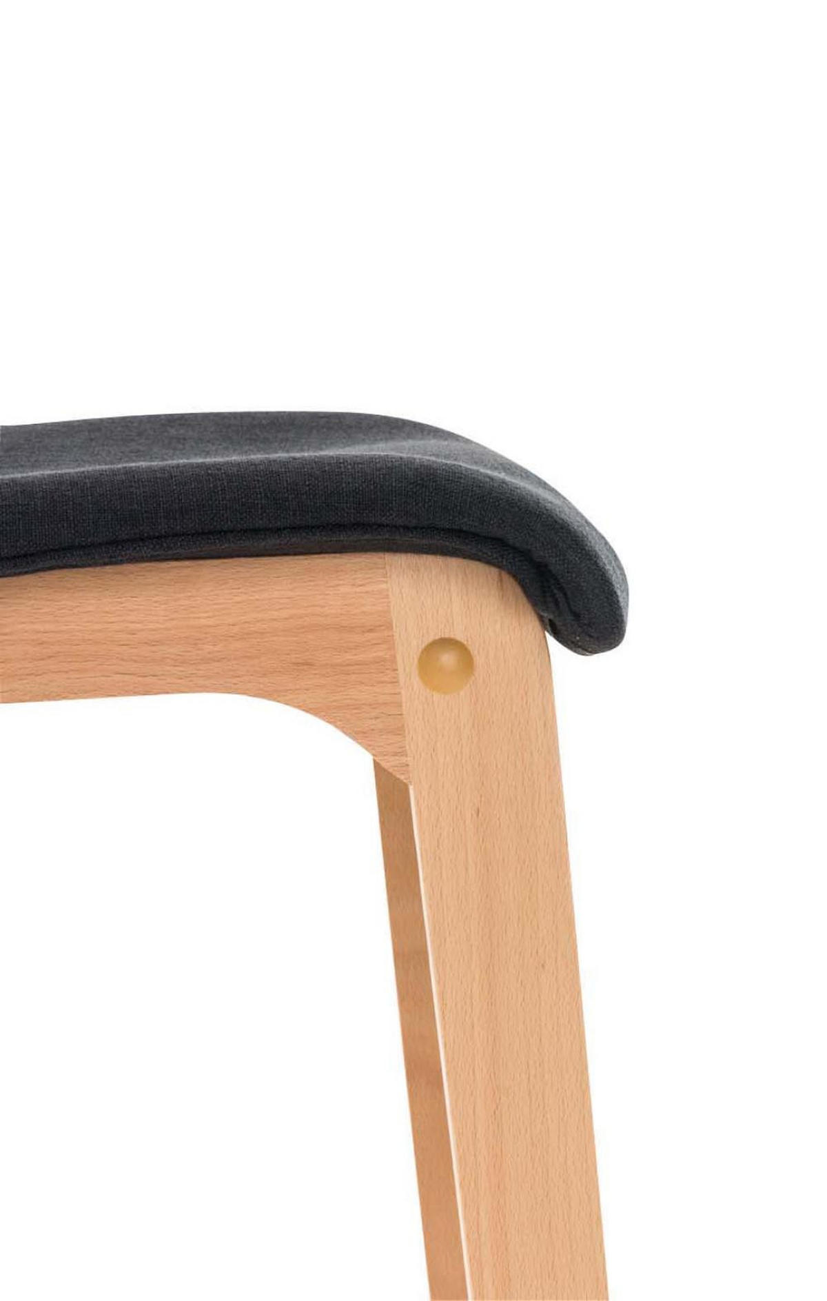 BARHOCKER 2er Set Stoff schwarz - Eukalyptusholzfarben/Schwarz, Holz/Textil (41/101/46cm) - CLP