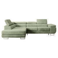 ECKSOFA Stevil Salbeigrün Cordbezug - Salbeigrün/Silberfarben, Textil/Metall (275/203cm) - Selsey