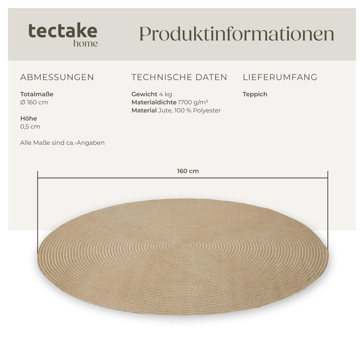 GEFLOCHTENER-TEPPICH Vibe,strapazierfähig und pflegeleicht,braun - Braun, Textil (160/160cm) - tectake