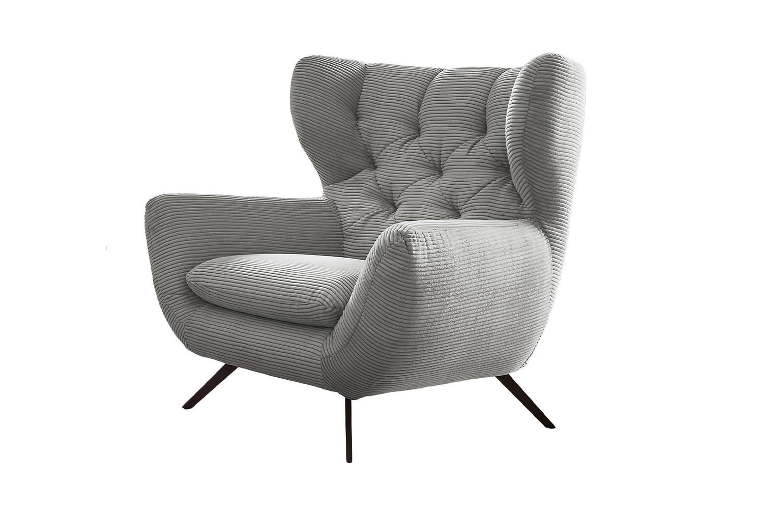 SESSEL CHARME Hellgrau - Hellgrau/Schwarz, Textil/Metall (100/106/95cm) - KAWOLA