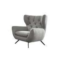 SESSEL CHARME Hellgrau - Hellgrau/Schwarz, Textil/Metall (100/106/95cm) - KAWOLA