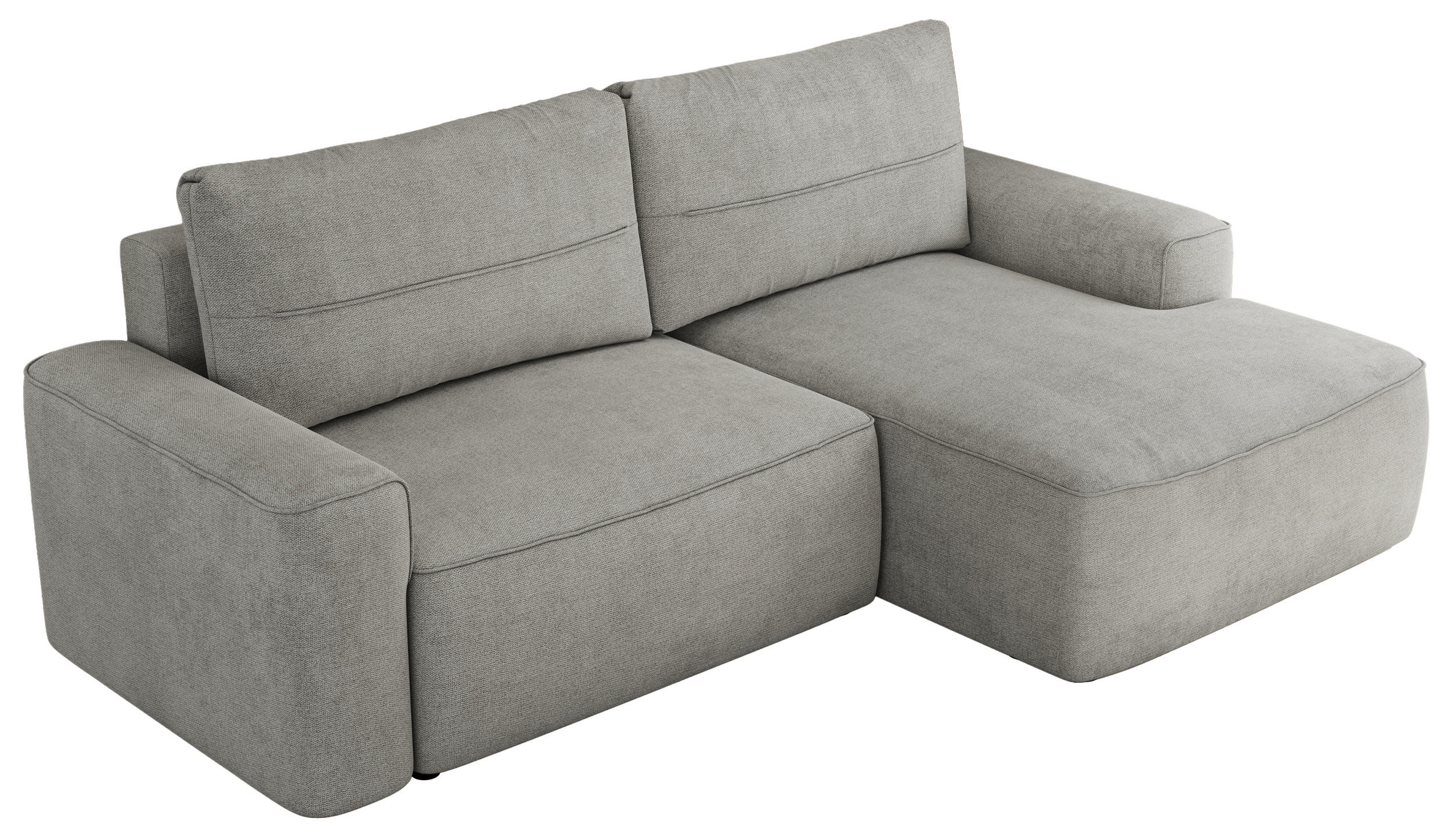 ECKSOFA BELLUNO L Hellgrau Strukture - Rechts - Hellgrau/Schwarz, Textil (233/144cm) - MKS
