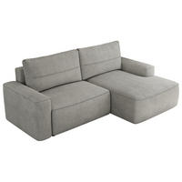 ECKSOFA BELLUNO L Hellgrau Strukture - Rechts - Hellgrau/Schwarz, Textil (233/144cm) - MKS