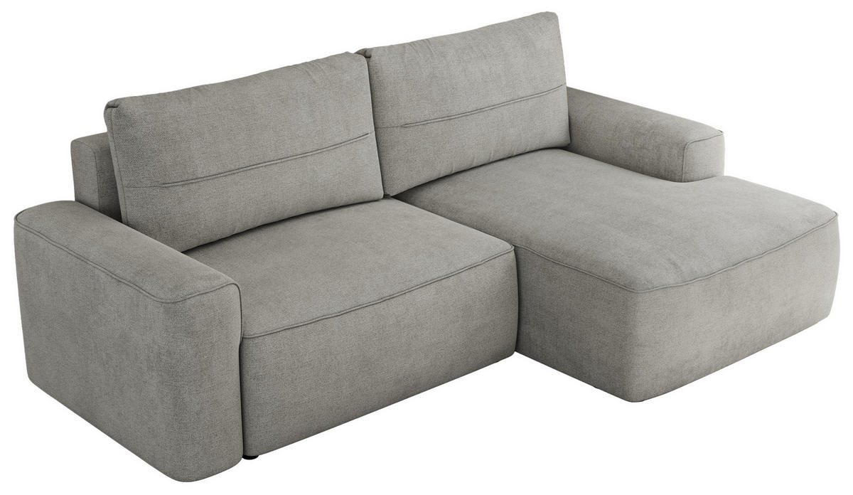 ECKSOFA BELLUNO L Hellgrau Strukture - Rechts - Hellgrau/Schwarz, Textil (233/144cm) - MKS
