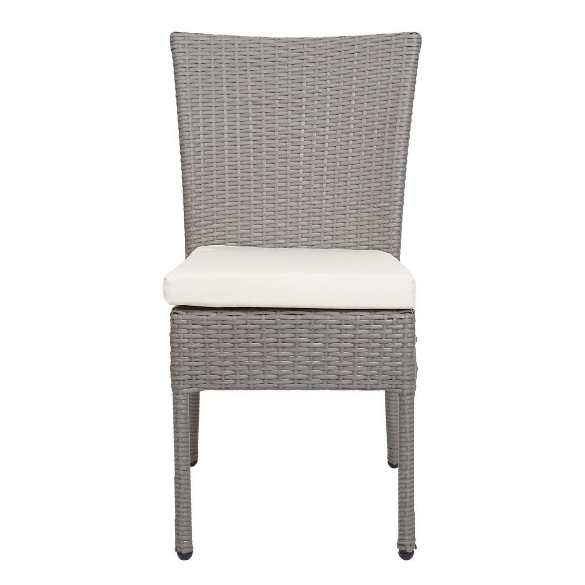 POLY-RATTAN STUHL Grau, Cremeweiß 2er-Set - Weiß/Grau, Kunststoff (52/90/58cm) - MCW