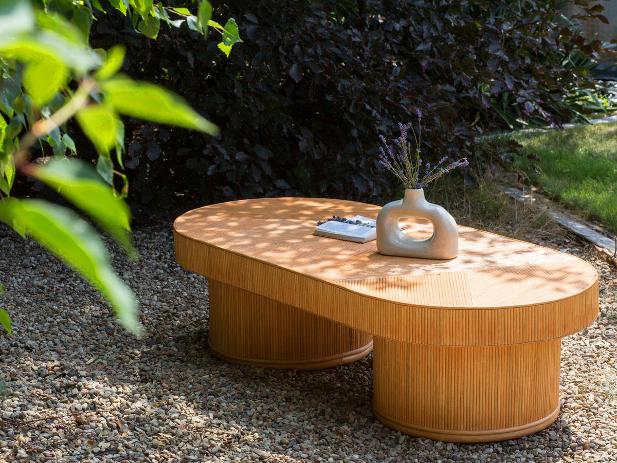 LOUNGETISCH Heller Holzfarbton Airole - Hellbraun, Naturmaterialien (70/150/40cm) - Beliani