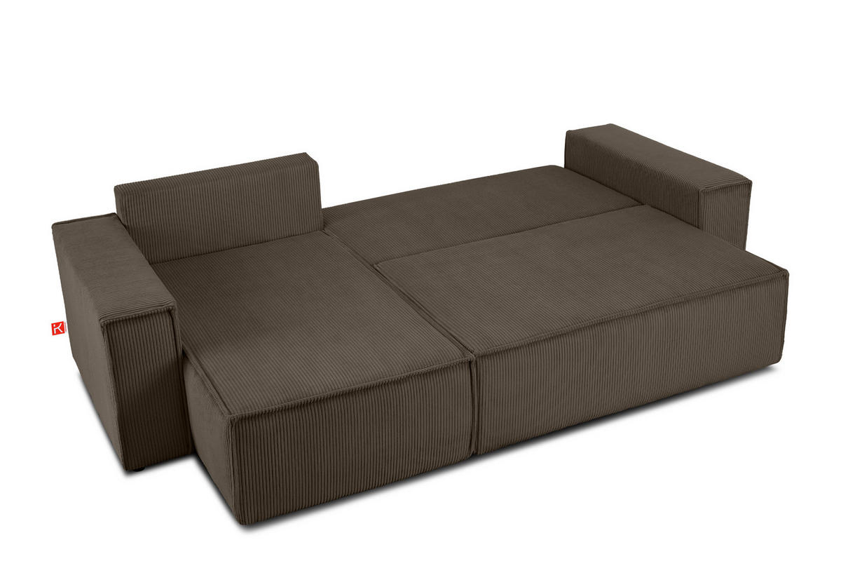 ECKSOFA-LINKS/RECHTS NAPI Schlaffunktion mit Cordbezug, braun - Schwarz/Braun, Textil (262/148cm) - KONSIMO®