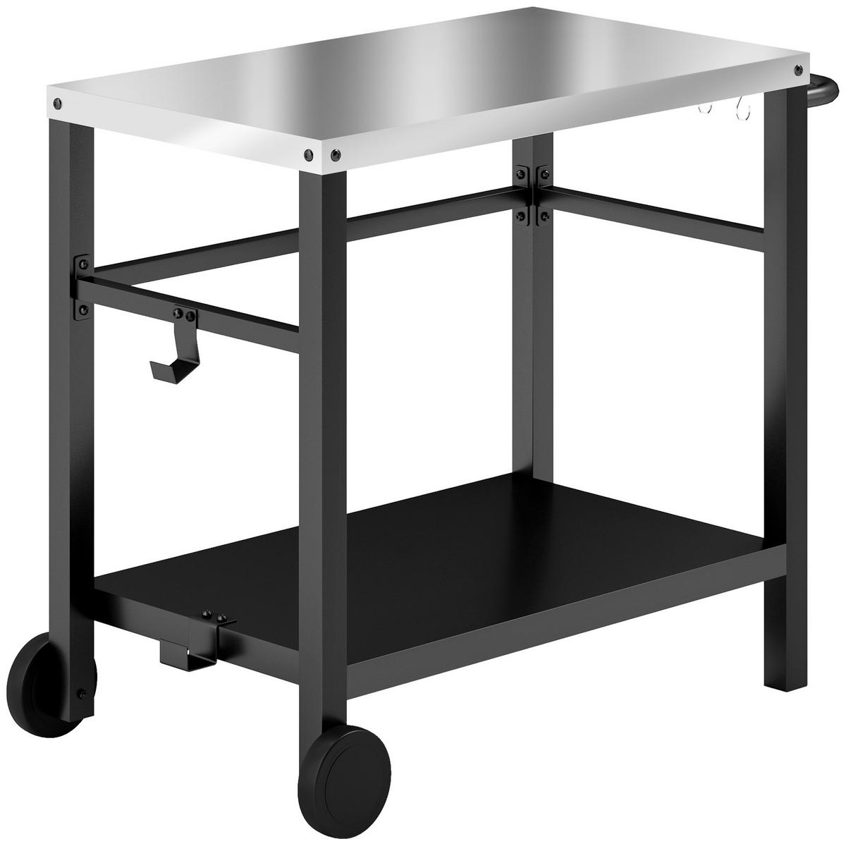GRILLWAGEN DE-13800 Edelstahl-Arbeitsplatte & Haken Grau - Dunkelgrau, Metall (50/81/102cm) - ComfortXL