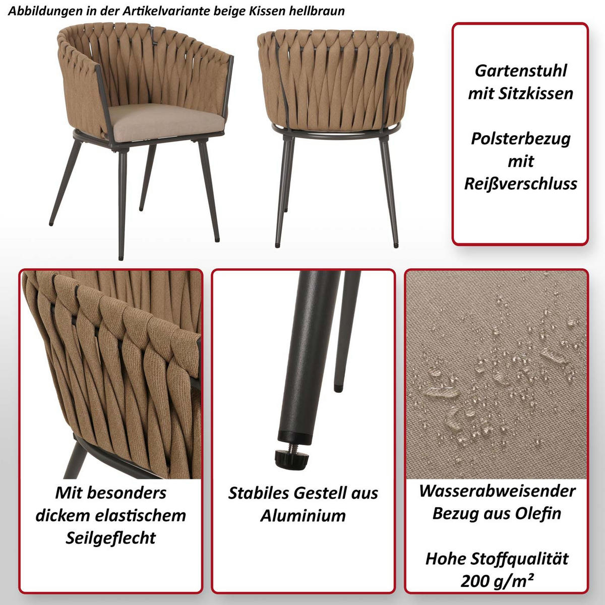 GARTENSTUHL Braun - Braun, Textil (61/82/57cm) - MCW