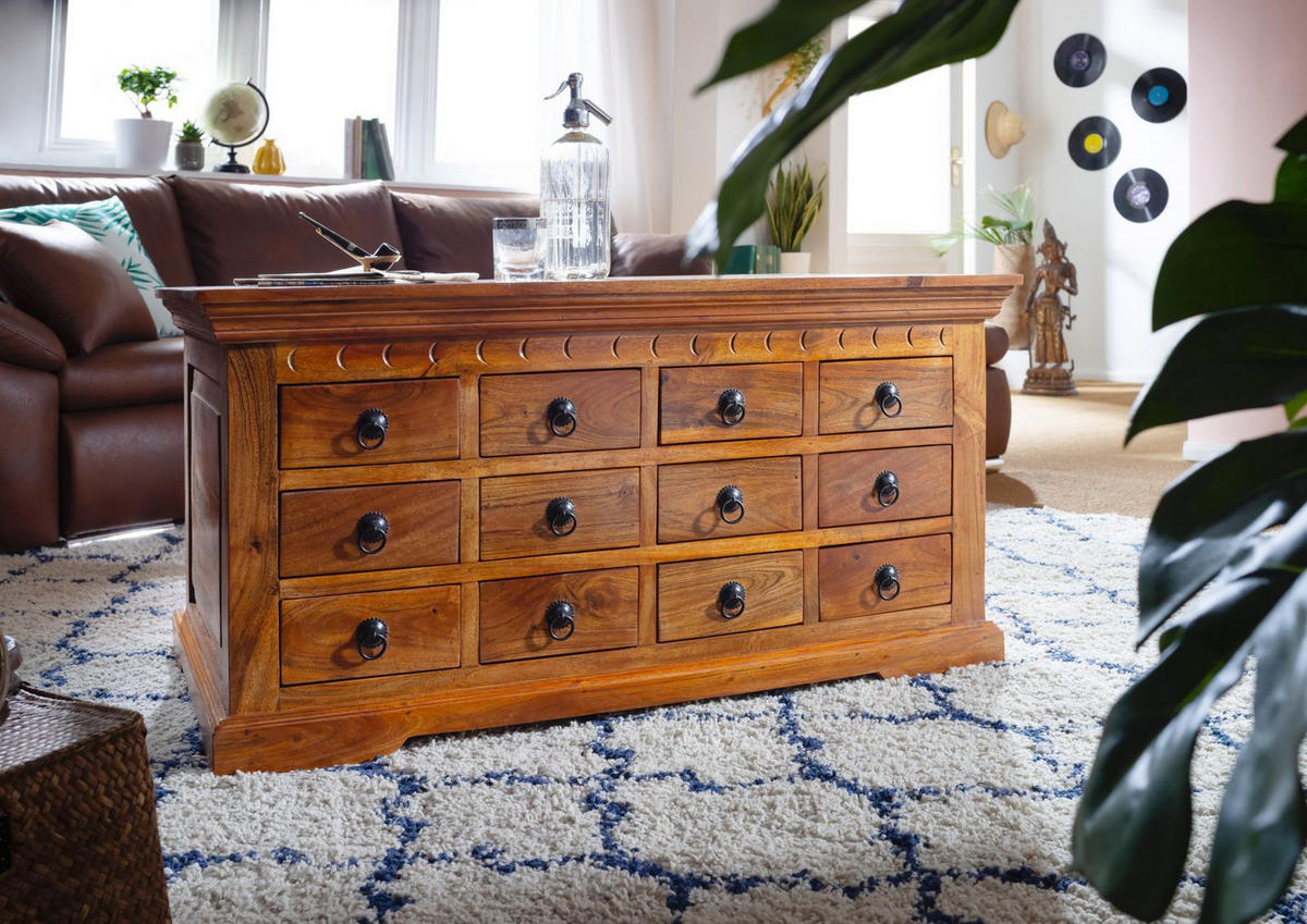COUCHTISCH Akazie 100x60x54 honig lackiert OXFORD #0321 - Braun, Holz (100/60/54cm) - Massivmoebel24