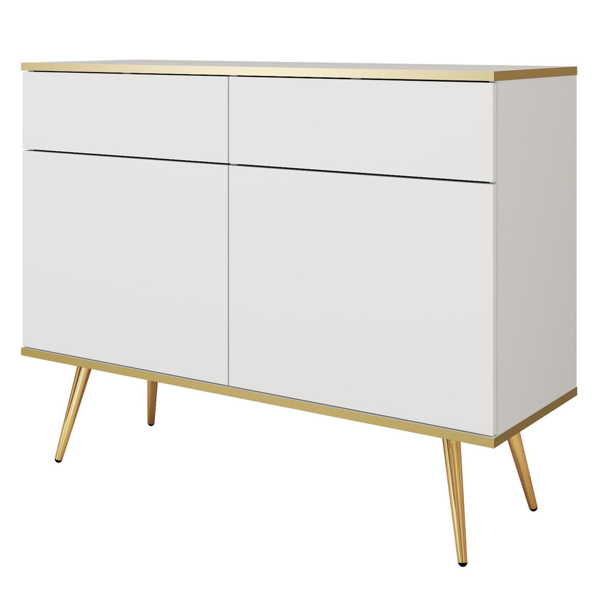 SIDEBOARD VENEZIA 107/85/39cm mit 2 Schubladen 2 Türen Weiß - Weiß, Holzwerkstoff (107/85/39cm) - MASSENO