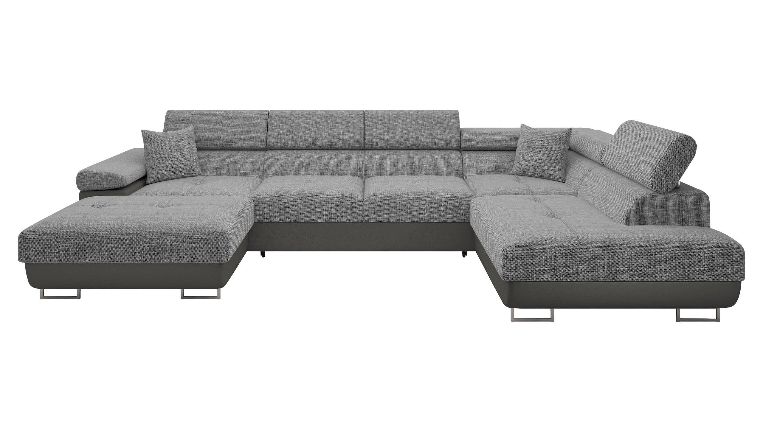 WOHNLANDSCHAFT Torezio Bis, Seite: Rechts - Alufarben, Holz/Textil (346/90/203cm) - MIRJAN24