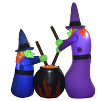 HALLOWEENDEKO DE-42097 Aufblasbare Hexe mit Kessel und LED - Multicolor, Kunststoff (170/180/60cm) - ComfortXL