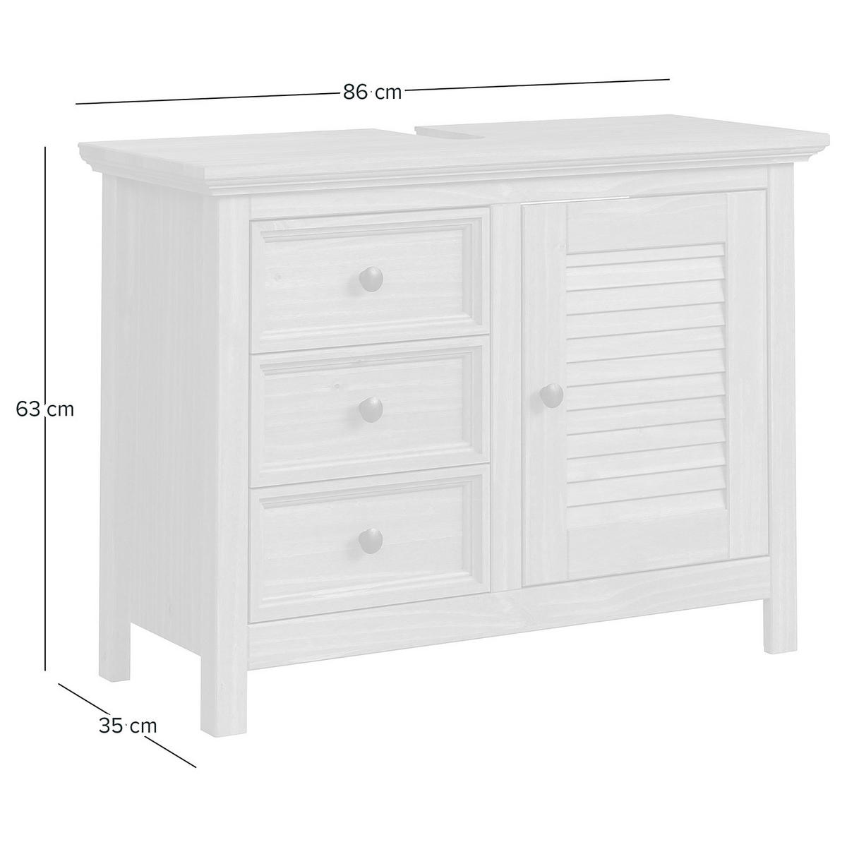 WASCHBECKENUNTERSCHRANK - Kiefer - Braun/Kieferfarben, Holz/Metall (86/63/35cm) - home24