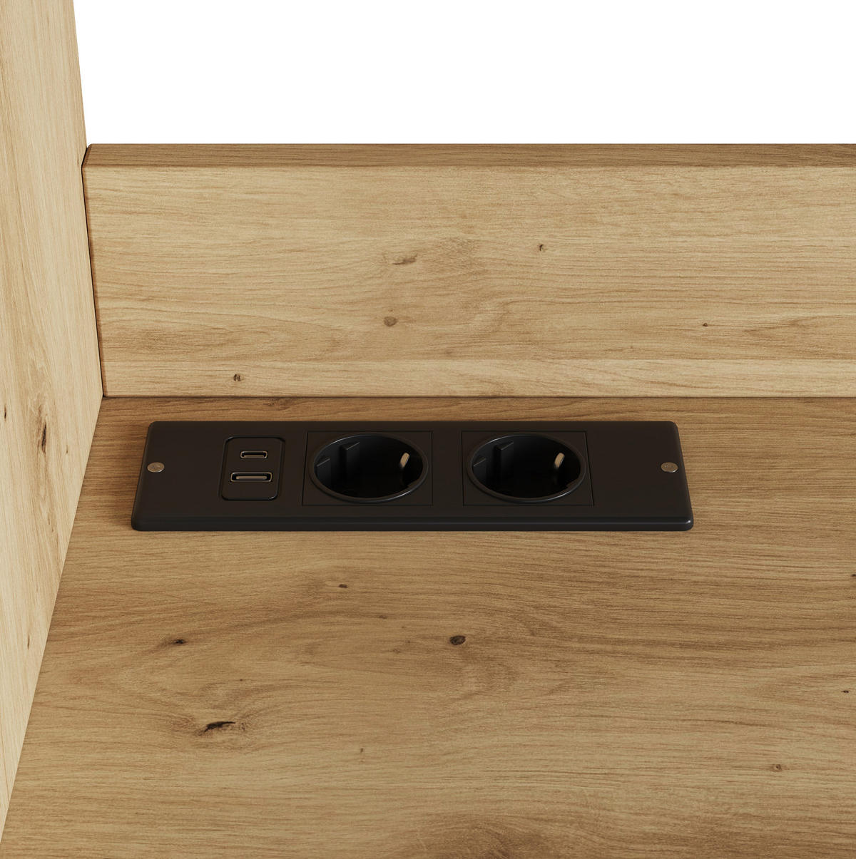 HOCHSCHRANK aus Spanplatte 100,5x40x178 cm Holzfarbe mit Steckdosen, USB-A- und USB-C-Anschluss - Eichefarben, Holzwerkstoff (100.5/178/40cm) - IVMEU