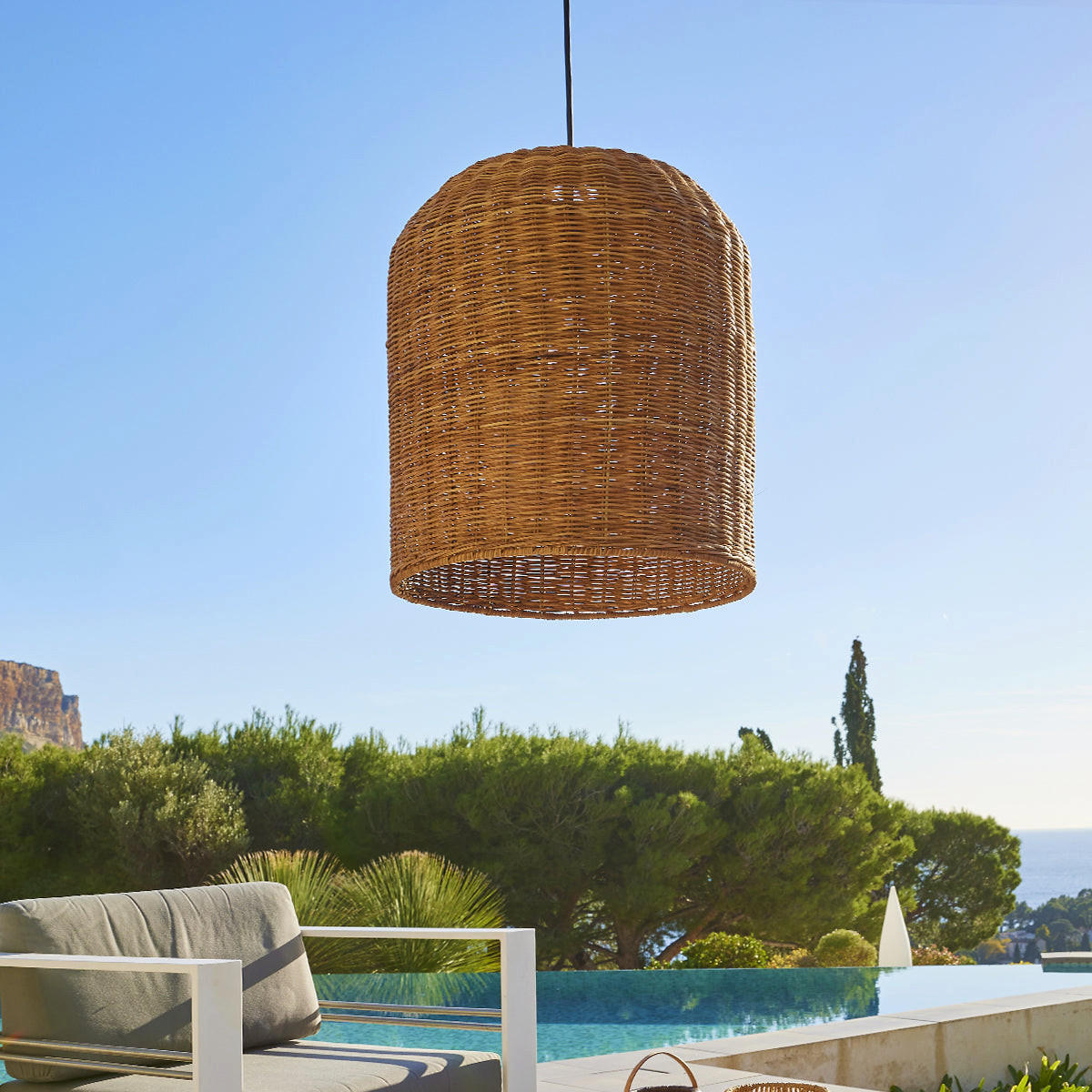 GIACOMO H45CM 5M netzbetriebene Pendelleuchte - Beige, Naturmaterialien (40/40/45cm) - Lumisky