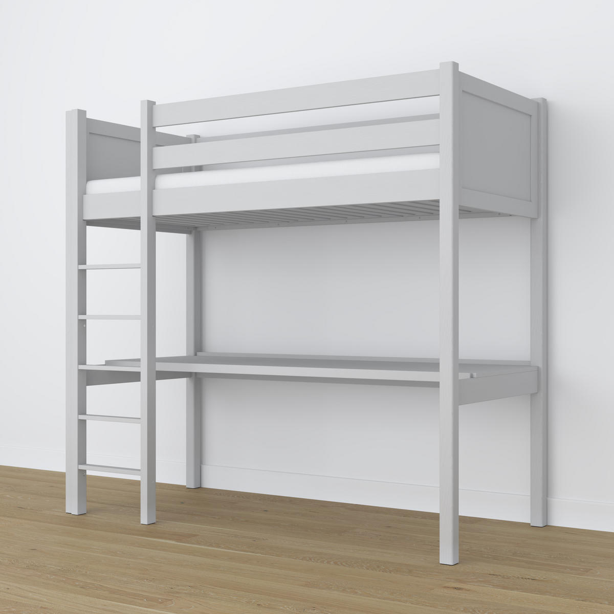 HOCHBETT N06 mit Schreibtisch Grau 90/190 - Grau, Naturmaterialien/Holz (90/190cm) - N-Wood