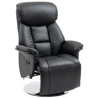 RELAXSESSEL Fernsehsessel mit Manuell Verstellbar Rückenlehne, Fußteil Schwarz - Schwarz, Leder (78/109/80cm) - HOMCOM