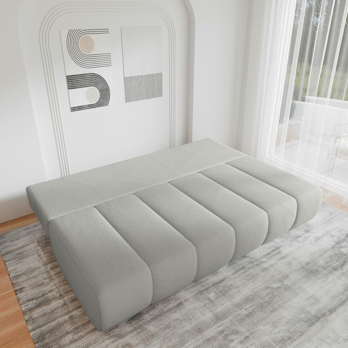 SCHLAFSOFA - Fluffy - Hellgrau (Anthology 15) - Hellgrau, Holz (210/88/104cm) - Möblo