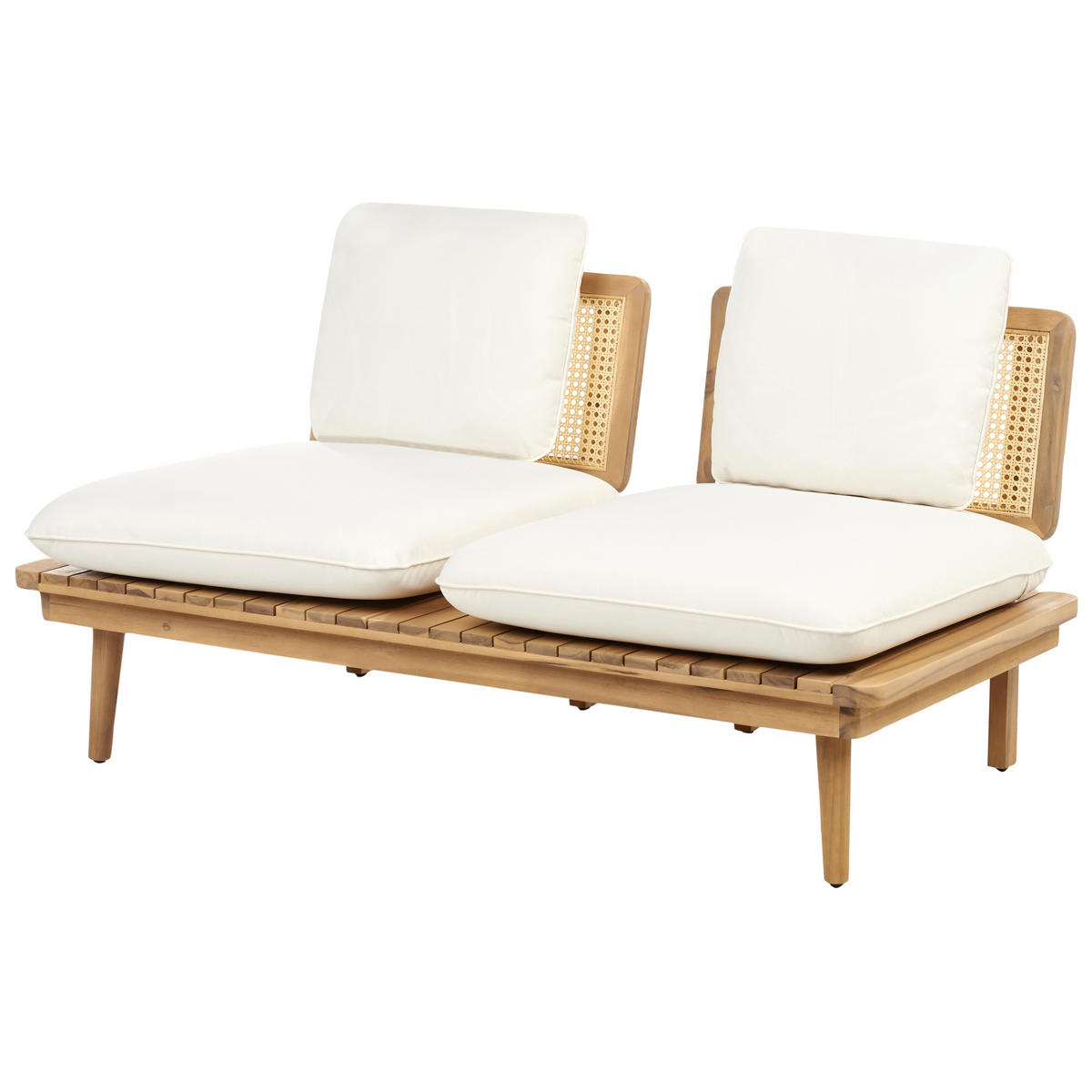 LOUNGE-SET 4-Sitzer Heller Holzfarbton Accadia - Hellbraun/Beige, Holz - Beliani