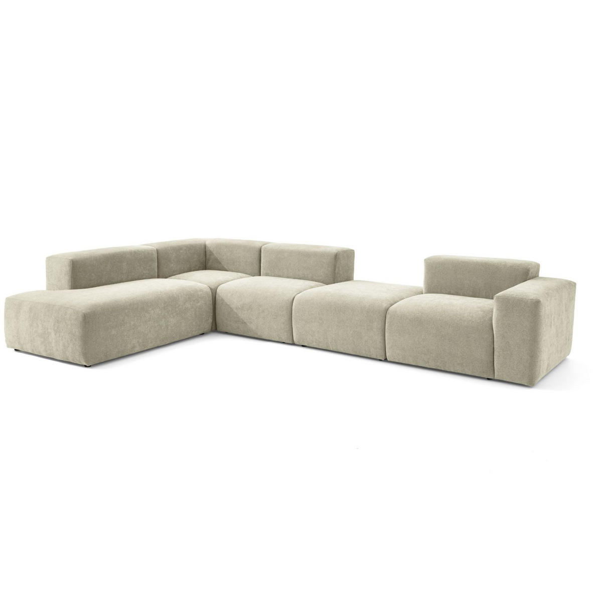 5-SITZER modulares Ecksofa HEAVEN SET 5 Links, Breite 380 cm Webstoff Olivgrün - Schwarz/Olivgrün, Holz/Kunststoff (380/245cm) - Muffo