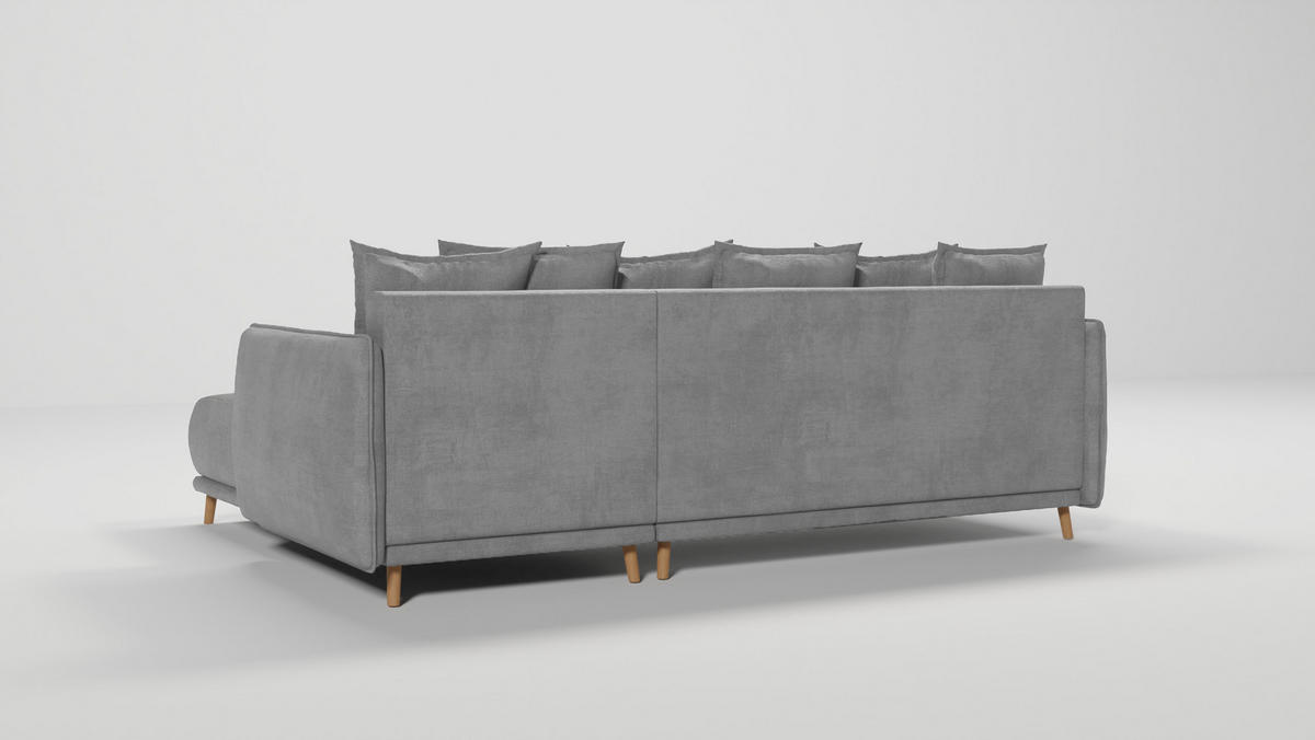 ECKSOFA Chroma Grau Luxusmicrofaser - Braun/Grau, Holz/Textil (238/170cm) - S-Style Möbel