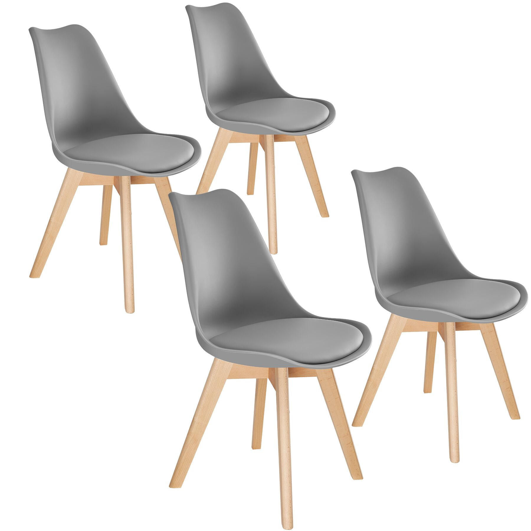 ESSZIMMERSTUHL 4er Set Frederikke,49 x 56 x 82,5 cm,grau - Grau, Textil (49/82/53cm) - tectake