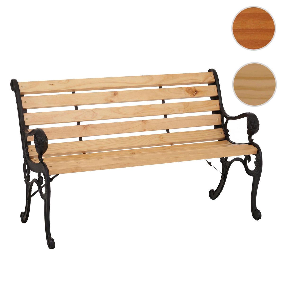 GARTENBANK Schwarz, Beige - Beige/Schwarz, Holz (132/80/35cm) - MCW