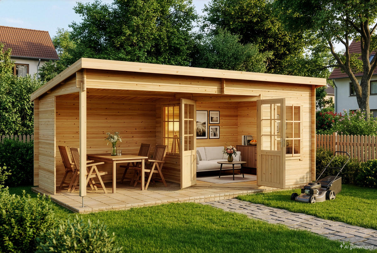 GARTENHAUS Holz Carl - Naturfarben, Holz (598/239/330cm) - Alpholz