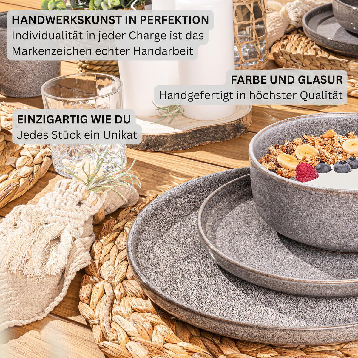 SCHALEN SET KAIRO MONDGRAU - 6 teilig aus Steingut - Dunkelgrau, Keramik (38.5cm) - Sänger