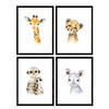POSTER Set mit 4 Tiger Rhinoceros Giraffe und Suricata A3 Rahmenlos - Klar, Papier (29.7/3cm) - Nacnic
