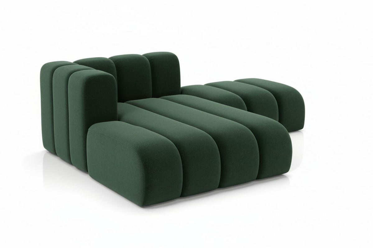 CHAISELONGUE Mit Hocker Grand, Veloursstoff Salvador, Grün, Links - Grün, Holz (204/179cm) - Kaiser Möbel