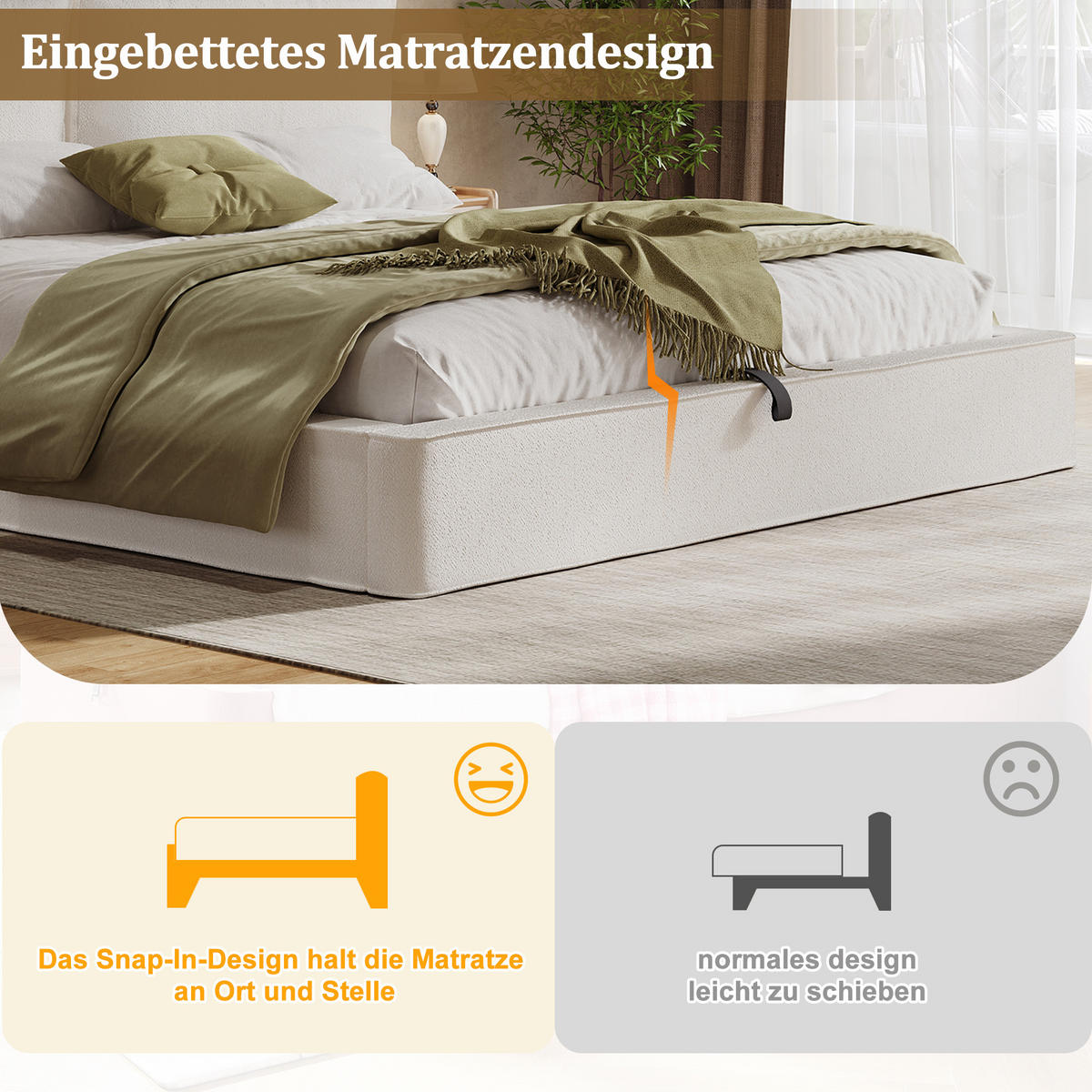 POLSTERBETT Beige Bouclé 180x200 Hydraulik Stauraum - Beige, Leder (180/200cm) - FLIEKS