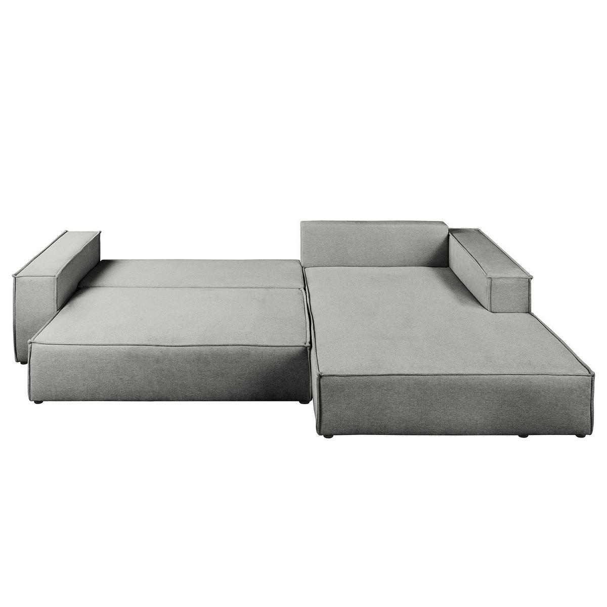 ECKSOFA mit Schlaffunktion - Longchair - Dunkelgrau/Schwarz, Kunststoff/Textil (294/185cm) - home24